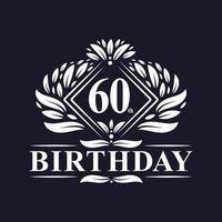 60 års födelsedaglogotyp, lyxigt 60-årsfirande. vektor