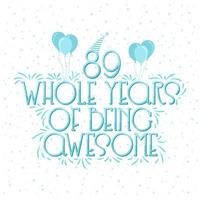 89 års födelsedag och 89 års jubileumsfirande stavfel vektor