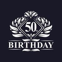 50 Jahre Geburtstagslogo, Luxusfeier zum 50. Geburtstag. vektor