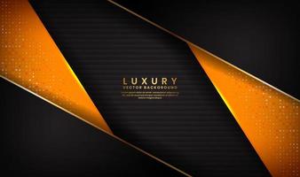 abstrakte Form Luxus schwarz und orange Hintergrund mit goldenen Linien vektor