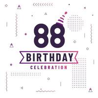 88 år födelsedag gratulationskort, 88 födelsedag firande bakgrund gratis vektor. vektor