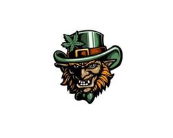 leprechaun huvud leende maskot logotyp vektor