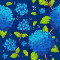 blå hortensior blommönster vektor