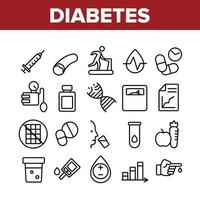 Sammlungsikonen der Diabeteszuckerkrankheit stellten Vektor ein
