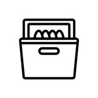 gewaschenes Geschirr in Geschirrspüler Symbol Vektor Umriss Illustration