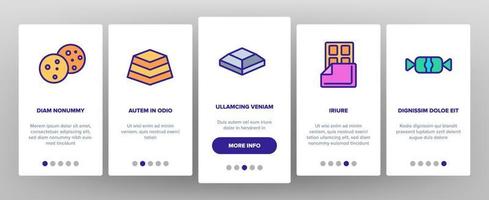Schokoladen-Onboarding-Symbole setzen Vektor