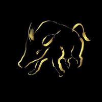 vildsvin eller sus scrofa däggdjur gyllene penseldrag målning över svart bakgrund vektor