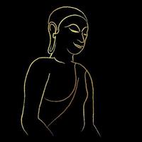 Goldene Buddha-Linienmalerei-Vektordesign auf schwarzem Hintergrund vektor