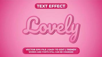 3d härlig rosa fet redigerbar texteffekt vektor