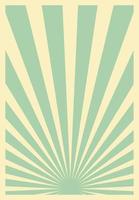 Vintage Green Sunburst Stripes Poster Vorlage mit Strahlen unten zentriert. Retro-inspirierte Grunge-Sonne platzt vertikale Kunstwerke. vektor