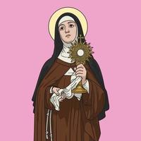 saint clare av assisi färgad vektorillustration vektor