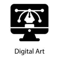 digitales Kunst-Glyphen-Symbol isoliert auf weißem Hintergrund vektor