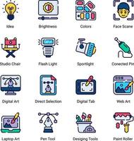 digital konst och rita ikoner som isolerad på vit bakgrund vektor
