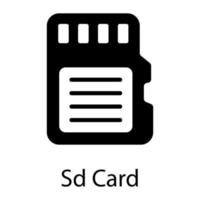 SD-kort, minneskort glyfikon isolerad på vit bakgrund vektor