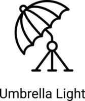 Regenschirm-Lichtliniensymbol isoliert auf weißem Hintergrund vektor