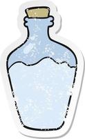 Retro-Distressed-Aufkleber einer Cartoon-Wasserflasche vektor