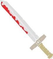 platt färgillustration av ett tecknat blodigt svärd vektor