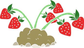 platt färg illustration av en tecknad jordgubbar vektor