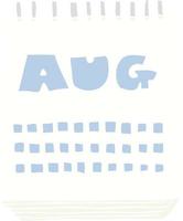 platt färgillustration av en tecknad kalender som visar augusti månad vektor