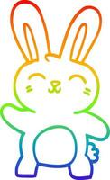 regnbågsgradient linjeteckning tecknad lycklig kanin vektor