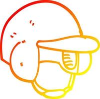 warme Gradientenlinie Zeichnung Cartoon-Baseball-Helm vektor