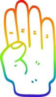 Regenbogen-Gradientenlinie Zeichnung Cartoon-Hand vektor