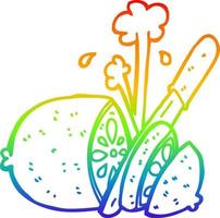 Regenbogen-Gradientenlinie Zeichnung Cartoon in Scheiben geschnittene Zitrone vektor