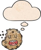 Cartoon-Cookie und Gedankenblase im Grunge-Texturmuster-Stil vektor