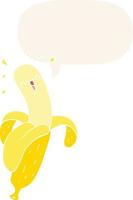tecknad banan och pratbubbla i retrostil vektor