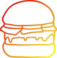 warme Farbverlaufslinie Zeichnung gestapelter Burger vektor