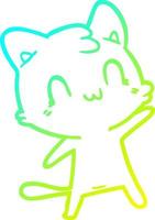 Kalte Gradientenlinie Zeichnung Cartoon glückliche Katze vektor