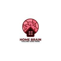 hjärnan logotyp kombination med hus logotyp design mall vektor