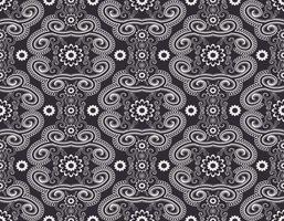 abstrakte Blumenform schwarz-weiße Farbe nahtloser Musterhintergrund. Verwendung für Stoffe, Textilien, Innendekorationselemente, Polster, Verpackungen. vektor