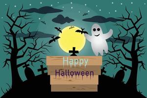 Feiern Sie Halloween mit Vollmond und trockenem Baum vektor