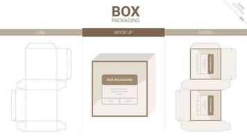 box förpackning och mockup stansad mall vektor