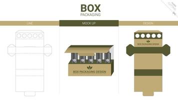 box förpackning och mockup stansad mall vektor