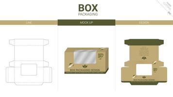 Kartonverpackung und Mockup-Stanzschablone vektor