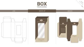 box förpackning och mockup stansad mall vektor