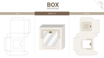 box förpackning och mockup stansad mall vektor