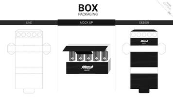 box förpackning och mockup stansad mall vektor