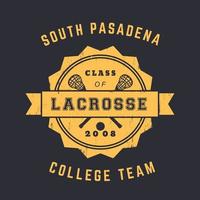 lacrosse-team, vintage-abzeichen, emblem, lacrosse-t-shirt-design, druck, vektorillustration vektor