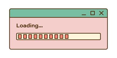 Vektor-Retro-Ladefenster. nostalgisches ui. Retro-Dampfwellen-Computerschnittstelle. Fortschrittsanzeige. vektor