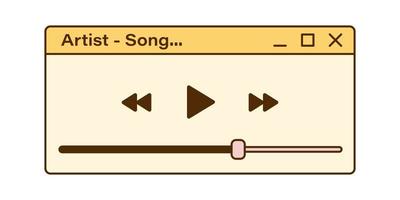 vektor retro ljudspelare fönster. nostalgisk ui. retro vaporwave datorgränssnitt. fönster med förloppsindikator. lyssnar på musik.