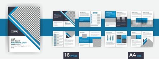 företagsbroschyrdesign företagsprofil med moderna gradientformer, 16 sidor broschyrdesign vektor