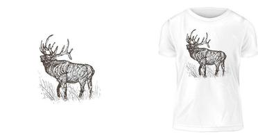 T-Shirt-Design-Konzept, Rehe im Wald vektor