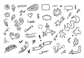 handgezeichnete Doodle-Designelemente, schwarz auf weißem Hintergrund. Doodle-Skizze-Design-Elemente vektor