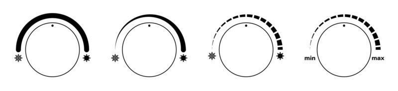 klimaregler-symbole mit zeichen von kälte, schneeflocken und hitze, sonne. Benutzeroberfläche. elektronische Thermostatsteuerung. Vektor