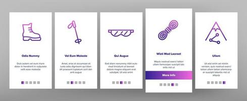 färg alpinism och bergsklättring utrustning vektor onboarding
