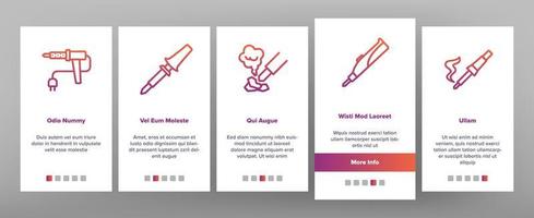 Onboarding-Symbole für Lötkolbengeräte setzen Vektor