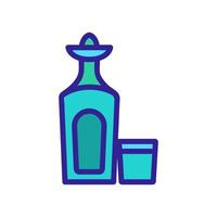 tequila flaska glas ikon vektor kontur illustration